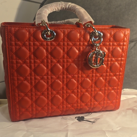 Dior Vibrant Orange Quilted Tote - Picture 1 of 15